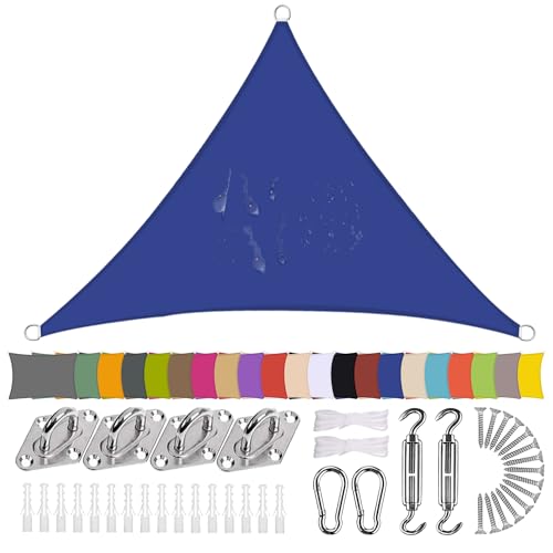 Ziligengsheng Sonnensegel Dreieck 5 x 5 x 5m Wasserdicht Sonnenschutz Balkon Terrasse mit Montagezubehör PES Polyester 98% UV-Schutz Reißfest Wetterfest für Garten Outdoor,Juwelenblau Ziligengsheng Sonnensegel Dreieck 5 x 5 x 5m Wasserdicht Sonnenschutz Balkon Terrasse mit Montagezubehör PES Polyester 98% UV-Schutz Reißfest Wetterfest für Garten Outdoor,Juwelenblau von Ziligengsheng