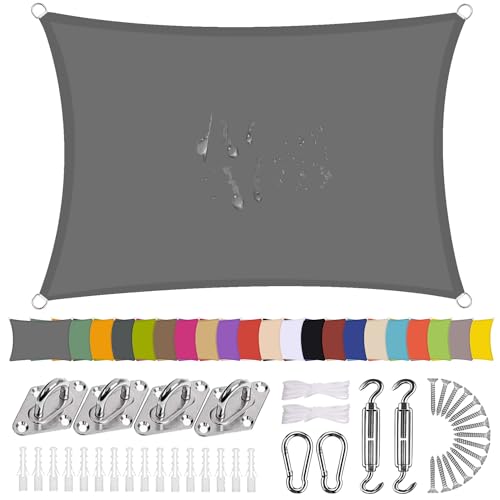 Sonnensegel Rechteck 1.5 x 2m Wasserdicht Sonnenschutz Balkon Terrasse mit Montagezubehör PES Polyester 98% UV-Schutz Reißfest Wetterfest für Garten Outdoor,Grau Sonnensegel Rechteck 1.5 x 2m Wasserdicht Sonnenschutz Balkon Terrasse mit Montagezubehör PES Polyester 98% UV-Schutz Reißfest Wetterfest für Garten Outdoor,Grau von Ziligengsheng