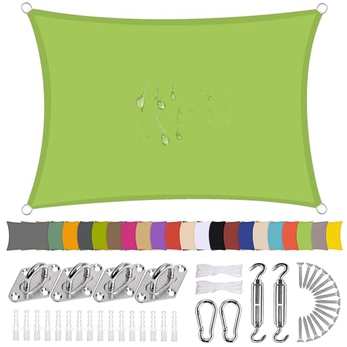 Ziligengsheng Sonnensegel Rechteck 3 x 6m Wasserdicht Sonnenschutz Balkon Terrasse mit Montagezubehör PES Polyester 98% UV-Schutz Reißfest Wetterfest für Garten Outdoor,Grün Ziligengsheng Sonnensegel Rechteck 3 x 6m Wasserdicht Sonnenschutz Balkon Terrasse mit Montagezubehör PES Polyester 98% UV-Schutz Reißfest Wetterfest für Garten Outdoor,Grün von Ziligengsheng