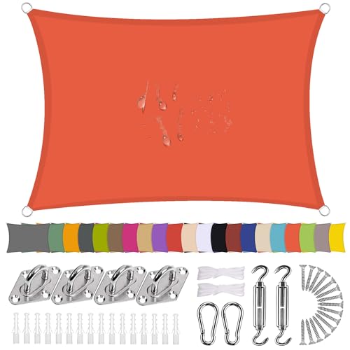 Ziligengsheng Sonnensegel Rechteck 5 x 8m Wasserdicht Sonnenschutz Balkon Terrasse mit Montagezubehör PES Polyester 98% UV-Schutz Reißfest Wetterfest für Garten Outdoor,Orange Ziligengsheng Sonnensegel Rechteck 5 x 8m Wasserdicht Sonnenschutz Balkon Terrasse mit Montagezubehör PES Polyester 98% UV-Schutz Reißfest Wetterfest für Garten Outdoor,Orange von Ziligengsheng