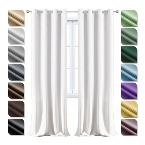 Ziligengsheng Verdunklungs Vorhänge mit ösen 1er Set183×117cm(HXB), Thermovorhang Hitzeschutz, LäRmschutzvorhang, Vorhänge Lichtundurchlässige, Vorhänge Schlafzimmer, für Schlafzimmer Wohnzimmer Weiß von Ziligengsheng