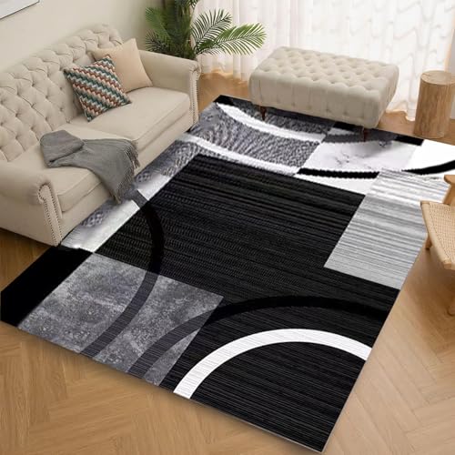 Ziligengsheng Wohnzimmerteppich 220x340cm, weicher Teppich für Schlafzimmer, Vintage-Stil, Waschbar bis 30 Grad, dünner Teppich pflegeleicht Küchenvorleger für Kinderzimmer Schwarz-Weiß-Abstrakt Ziligengsheng Wohnzimmerteppich 220x340cm, weicher Teppich für Schlafzimmer, Vintage-Stil, Waschbar bis 30 Grad, dünner Teppich pflegeleicht Küchenvorleger für Kinderzimmer Schwarz-Weiß-Abstrakt von Ziligengsheng