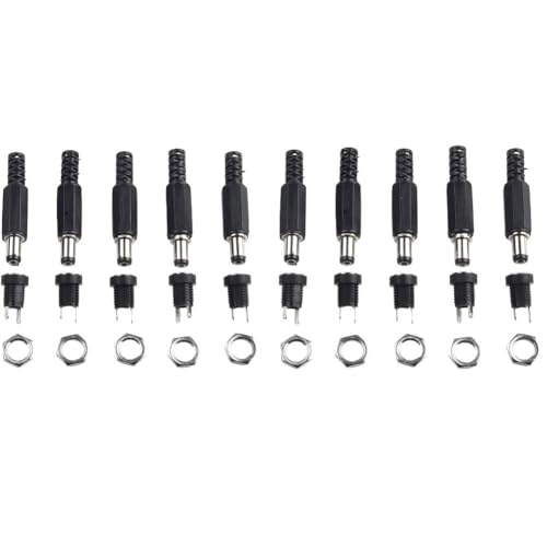 10 Paar DC Power Panel Mount Connectors 12V DC 5 5 x 2 1 & 5 5 x 2 5 mm Adapter für Laptops und CCTV-Kameras (DC 5,5 x 2,5 mm) von Zilimontt