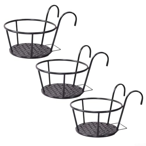 3 Stück Metall Blumenampel Rund Hängend Blumentopf Rack Hängende Geländer Blumentopf Korb Metall Blumentopf Rack Geeignet für Balkon Veranda Zaun 3 Stück Metall Blumenampel Rund Hängend Blumentopf Rack Hängende Geländer Blumentopf Korb Metall Blumentopf Rack Geeignet für Balkon Veranda Zaun von Zilimontt
