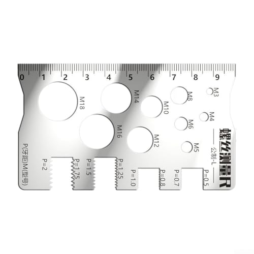304 Edelstahl-Lineal zum Messen von Schraubendurchmesser und Steigungen mit erhöhtem Griff-Design (L-Größe) von Zilimontt