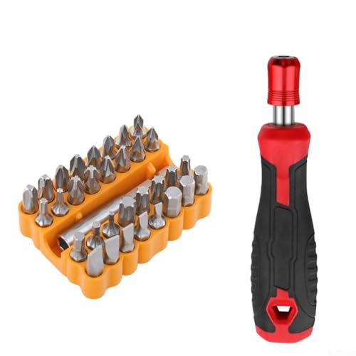 6,35 mm Sechskant-Schraubendreher-Griff mit 33-teiligem Bit-Set und Aufbewahrungsbox für Heimwerker-Projekte und professionelle Werkzeug-Sets (rot) von Zilimontt