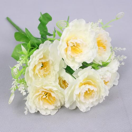 Atemberaubendes Kunstblumen-Set mit 7 Köpfen, perfekte Ergänzung für Gärten, Wohnzimmer oder besondere Anlässe (weiß) von Zilimontt