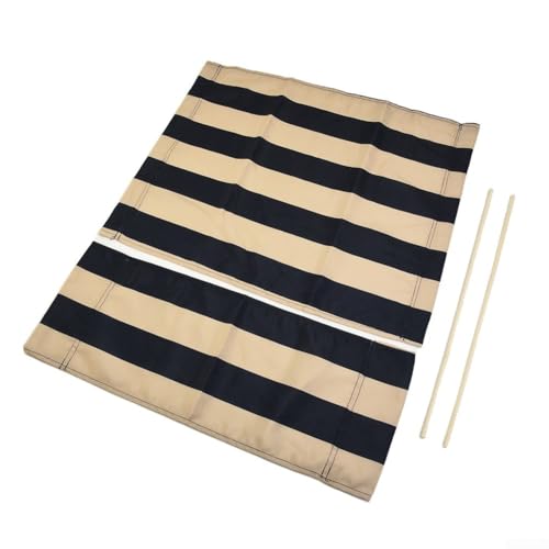 Canvas Regiestuhl-Ersatzbezug-Set – Marineblau-weiß gestreiftes Polyester-Sitz-Set – mit runder Stangenstütze – für Garten und Außenbereich (2er-Set) von Zilimontt