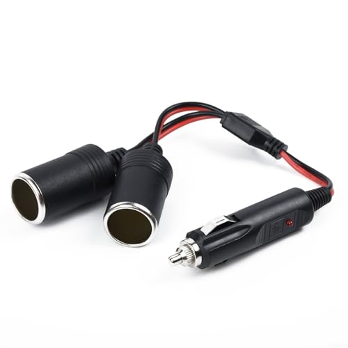 Doppelsteckdosenadapter für Autos Dual Power Ladegerät Splitter 2 Wege 12V 24V mit LED-Anzeige und 25cm Kabel zum Umwandeln einer Steckdose in zwei von Zilimontt