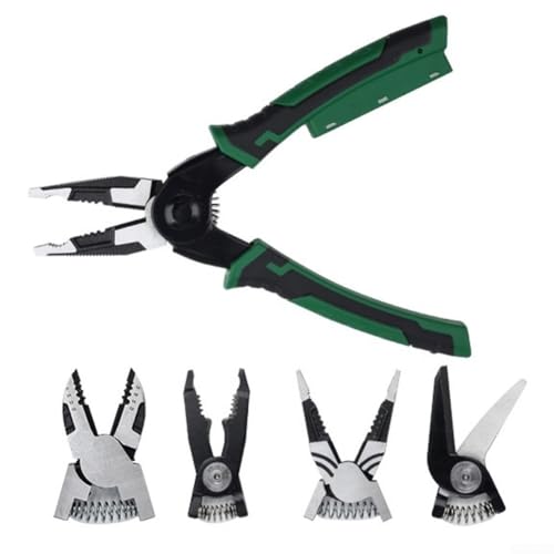 Drahtzange, 6-in-1 austauschbare Köpfe Elektriker Werkzeug-Set, mit Abisolierzange, Crimp-Schneid-Testfunktion, TPR-Griff, legierter Stahl Drahtzange, 6-in-1 austauschbare Köpfe Elektriker Werkzeug-Set, mit Abisolierzange, Crimp-Schneid-Testfunktion, TPR-Griff, legierter Stahl von Zilimontt