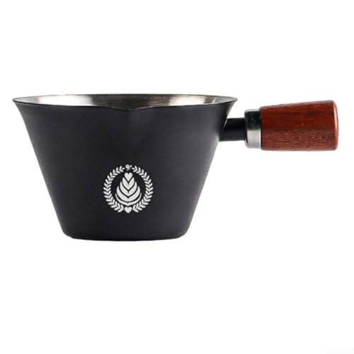 Espresso-Messbecher aus Edelstahl, Doppelausguss, Kaffee-Schnapsglas, mit Walnuss-Griff, Innenmaßskala, für Barista Home Kitchen (schwarz) von Zilimontt