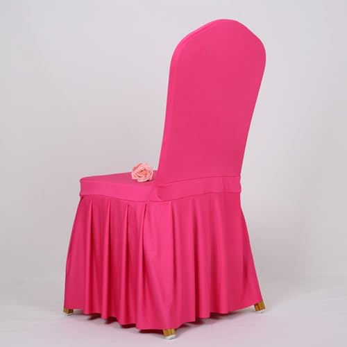 Falten-Bankett-Stuhlhussen mit elastischem Saum, perfekt für Hochzeiten und Firmenveranstaltungen (Rosarot) von Zilimontt