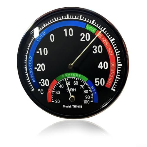 Genauer Raumklima-Monitor Analoges Thermometer und Hygrometer Kombination (schwarz) von Zilimontt