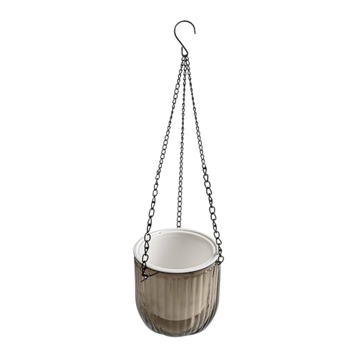 Hängender Blumentopf aus Kunststoff mit selbstbewässerndem Design und sichtbarem Wasserstand, Baumwollseil Feuchtigkeitsabgabe, belüfteter Innentopf, geeignet für verschiedene Hängepflanzen (klein) Hängender Blumentopf aus Kunststoff mit selbstbewässerndem Design und sichtbarem Wasserstand, Baumwollseil Feuchtigkeitsabgabe, belüfteter Innentopf, geeignet für verschiedene Hängepflanzen (klein) von Zilimontt