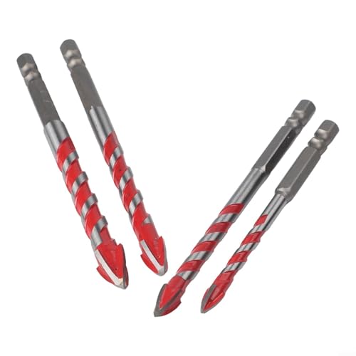 Hartmetall-Bohrer-Set für Glas, Holz, Metall, Fliesen mit 6 mm, 8 mm, 10 mm, 12 mm Größen und trocken/nassem Gebrauch, Vielseitigkeit für Bohrprojekte zu Hause und in der Werkstatt, 4 Stück von Zilimontt