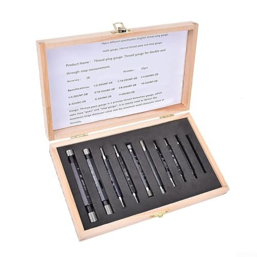 Manuelles Messwerkzeug mit Aluminiumkonstruktion und Aufbewahrungsbox für Präzisionsinspektion von 1/2-20UNF bis 4-40UNC-Gewinde, 10 Stück von Zilimontt
