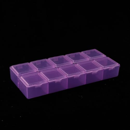 Multifunktionale Aufbewahrungsbox mit 10 Fächern für Schmuck, Schrauben und Bastelkomponenten (lila) von Zilimontt