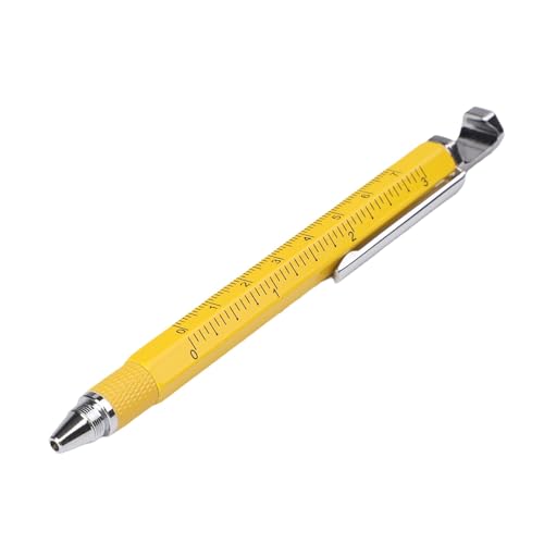 Multifunktionaler Stift aus Legierung mit Rollkugel, Lineal und Wasserwaage für genaues Zeichnen und Messen (Gelb) von Zilimontt