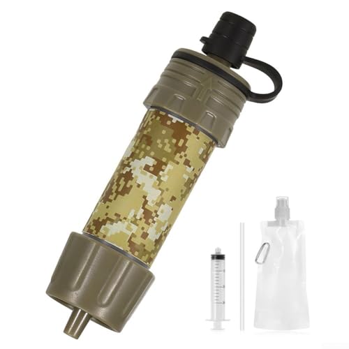 Outdoor Wasserfilter Strohhalm, ideal für Camping und Wandern, filtert Wasser effizient, leichtes Design mit Verlängerungsrohr (Tarnung) von Zilimontt