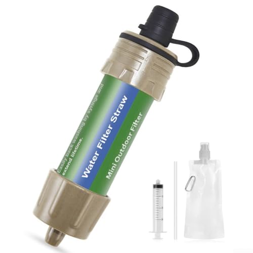 Outdoor-Wasserfilter-Strohhalm, ideal für Camping und Wandern, filtert Wasser effizient, leichtes Design mit Verlängerungsrohr (grün) von Zilimontt