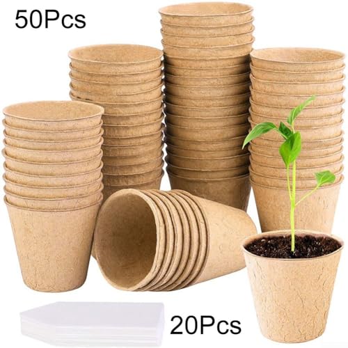 Plant Care Solution Abbaubarer Papierzellstoff-Blumentopf für umweltbewusste Gärten (50 x 8 x 8 cm + 20 Etiketten) von Zilimontt