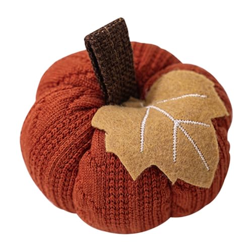 Saisonale gestrickte Kürbisdekorationen für Tische und Eingänge, schafft eine festliche Atmosphäre (orange) von Zilimontt