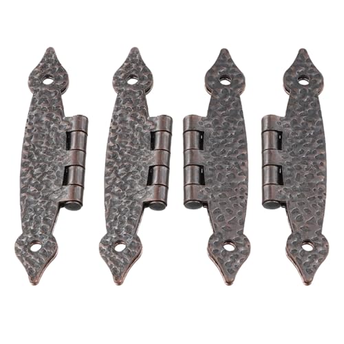 Schranktürscharniere aus antikem Eisen, H-Form, kleine Größe für Möbelprojekte, geeignet für Küchenschränke, Kleiderschränke und Kommoden, 4 Stück (Rotbronze) von Zilimontt