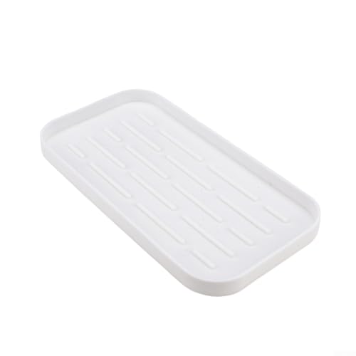 Silikon-Tablett für die Küchenspüle, mit erhöhten Kanten für Luftzirkulation und Wasserkontrolle, geeignet für Schwämme, Bürsten und Seifenspender (weiß) von Zilimontt