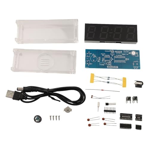 Temperatur-Wecker-Kit zur Selbstmontage mit 4 LED-Displays und 3 Musiktiteln (mehrfarbig) von Zilimontt