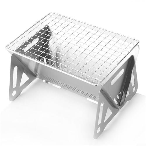 Tragbarer faltbarer Lagerfeuer-Grill, Edelstahl, Grill, Holzkohlegrill, Outdoor-Kochregal, für Camping, Strand, Party, Hinterhof, Picknick (27 x 15 x 12,7 cm) von Zilimontt