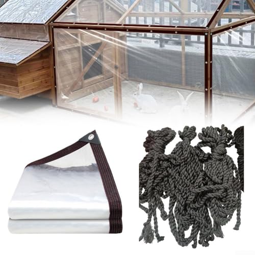Transparente Schwere Plane Wasserdicht PVC Vinyl Transparente Plane Mit Ösen, Winddichte Folie Outdoor Balkon Transparente Plane Hütte Reißfest Für Garten Veranda Terrasse Gartenhaus (Kordel 5 von Zilimontt