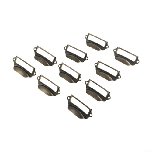 Zilimontt 10 Stück Antike Bronze-Etiketten-Zuggriffe mit Rahmen für Schublade, Schrank, Aktenkoffer, Apotheker, 70 x 30 mm, Eisen-Namenskartenhalter mit Schrauben für Büro oder Ho von Zilimontt