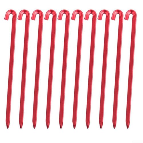 Zilimontt 10 Stück robuste Zeltheringe aus Aluminiumlegierung für Outdoor, Wandern, Strand, Baldachin, Markise, quadratisch, leicht, 16 cm (rot) von Zilimontt