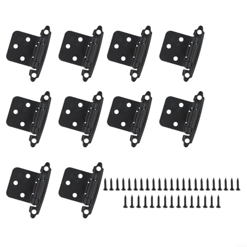 Zilimontt 10 Stück selbstschließende Overlay-Schrankscharniere, strapazierfähig, kaltgewalzter Stahl, polierter Chrom, Türscharniere für Küchenschränke, Möbeltüren, Schränke, Schuhschränke (schwarz) von Zilimontt