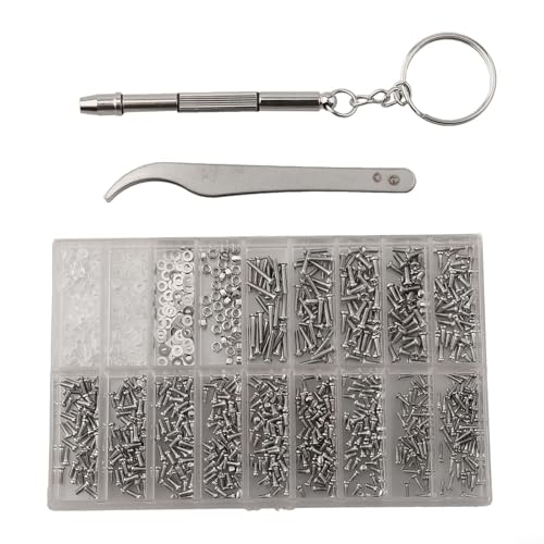Zilimontt 1000-teiliges Brillenreparatur-Set mit Edelstahlschrauben in 13 Größen, Schraubendreher, Pinzette und Muttern für Brillen, Sonnenbrillen, Uhren, Schmuck, Kameras und Zilimontt 1000-teiliges Brillenreparatur-Set mit Edelstahlschrauben in 13 Größen, Schraubendreher, Pinzette und Muttern für Brillen, Sonnenbrillen, Uhren, Schmuck, Kameras und von Zilimontt