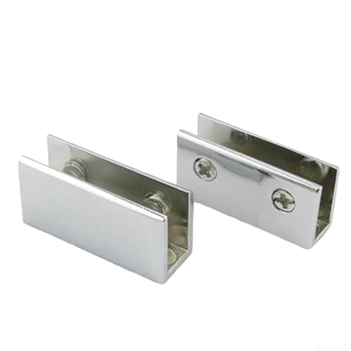 Zilimontt 2 Stück Zinklegierung Dusche Glasklemmen verstellbare Halterungen für 8–12 mm Paneele rahmenlose Türhalterung Unterstützung Badezimmer feste Trennwand (56 x 27 mm) von Zilimontt