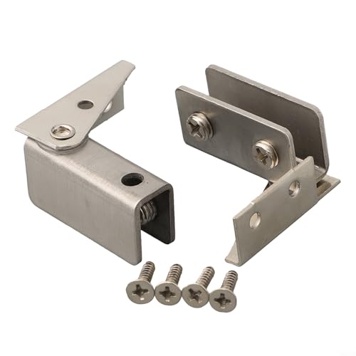 Zilimontt 2 Stück nicht perforierte Glastürscharniere für Vitrinen oder Regale, Edelstahl- und kaltgewalzte Stahlkonstruktion, passend für 5–8 mm Glas, verstellbare Schrauben (Silber) von Zilimontt