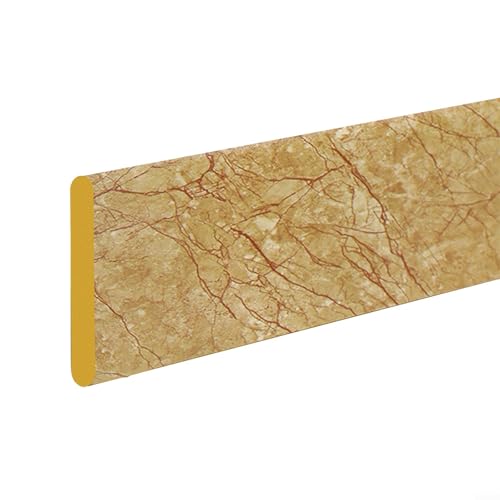 Zilimontt 2 m Schaumstoff-Baumwoll-Sockelleiste, 3D-Wandaufkleber, verdickter Anti-Kollisions-Dekorstreifen mit selbstklebender Rückseite, flexible PVC-Sockelleiste für Zuhause (Gold) von Zilimontt