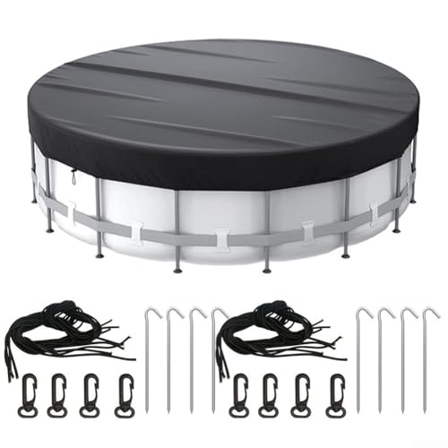 Zilimontt 210D Oxford Cloth Round Solar Swimming Pool Cover with Drawstring Design Heat Absorbing Protection for Outdoor Above Ground Pool Black (18FT) von Zilimontt