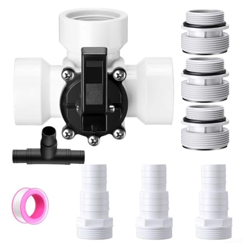 Zilimontt 3,8 cm 3-Wege-Pool-Umstellventil mit Adapter für oberirdische Poolpumpen-Filtrationssystem, Durchflusskontrolle, Filteranschluss (weiß) von Zilimontt
