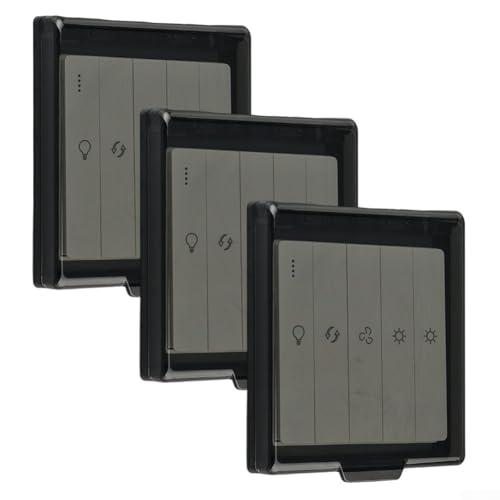 Zilimontt 3 Stück Selbstschalter-Schutzabdeckung, wasserdicht, staubdicht, Kunststoff, Wandsteckdosenschutz für 86 Steckdosen, einfache Installation und Haltbarkeit (schwarz) von Zilimontt