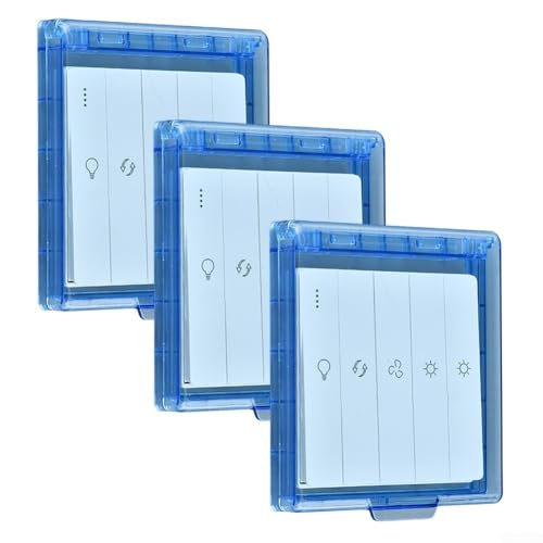 Zilimontt 3 x Selbstschalter-Schutzabdeckung, wasserdicht, staubdicht, Kunststoff, Wandsteckdosenschutz für 86 Steckdosen, einfache Installation und Langlebigkeit (blau) von Zilimontt