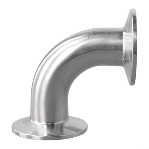 Zilimontt 304 Edelstahl-Sanitär-90-Grad-Tri-Klemm-Winkelverschraubung mit Hülsenenden für Lebensmittel, Getränke, Pharmazeutische und Biotech-Rohrleitungssysteme (25 mm) von Zilimontt