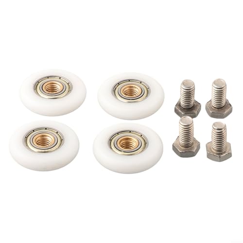 Zilimontt 4-teiliges Duschtürrollen-Set, Ersatz-Schiebetür-Räder für Duschkabinen, Messing-Mitte, Nylon-Außenrolle mit Edelstahlschrauben, passend für 27 mm von Zilimontt