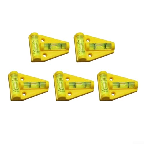 Zilimontt 5-teiliges T-Typ-Wasserwaagen-Set mit Selbstnivellierung für Wanddekoration, Bodenfliesen-Befestigung und Verputzen, inklusive 5 dreieckigen Ebenen in Schwarz, Rot, Orange (Gelb) von Zilimontt