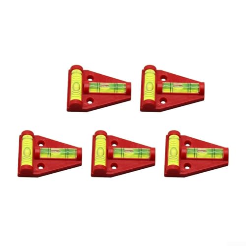 Zilimontt 5-teiliges T-Typ-Wasserwaagen-Set mit Selbstnivellierung für Wanddekoration, Bodenfliesen-Befestigung und Verputzen, inklusive 5 dreieckigen Ebenen in Schwarz, Rot, Orange (Rot) von Zilimontt