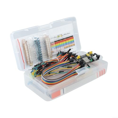 Zilimontt 830 Tie-Point Breadboard Elektronik mit lötfreien Drähten, Widerständen, LEDs, Transistoren, Kondensatoren, Sensoren, ICS, Summer und Leistungsmodul, von Zilimontt