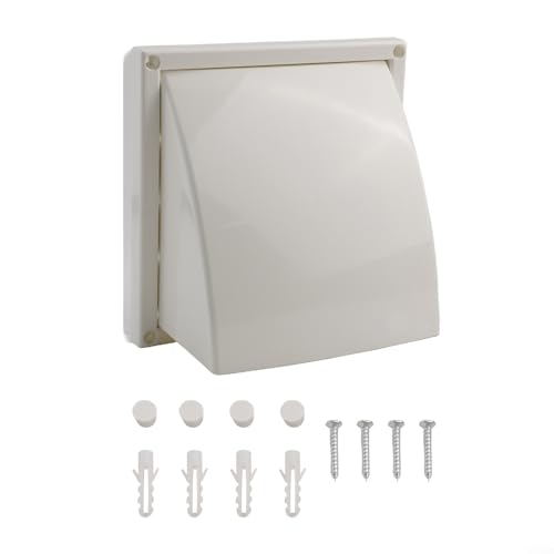 Zilimontt ABS Außenwand-Abluftventil mit Ventilplatte Küche Dunstabzugshaube Luftauslass 100 mm 125 mm 150 mm wetterfestes Lüftungsgitter weiß (150 mm) von Zilimontt