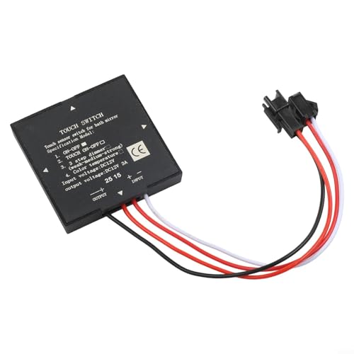Zilimontt Badezimmerspiegel-Touch-Sensor-Schalter mit LED-Hintergrundbeleuchtung und stufenlosem Dimmen, DC 12 V, 3 A, 36 W, isolierter Lichtregler für Glas- oder Kunststoffplatten (ON-OFF) von Zilimontt