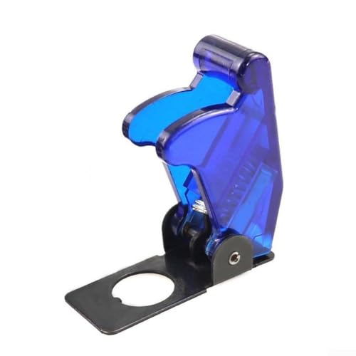 Zilimontt Beleuchtete LED-Kippschalter-Abdeckung, 12 V, Auto-Armaturenbrett-Schutzgehäuse mit Raketen-Flick-Sicherheitsschutz, SPST Ein-/Aus-elektrische Steuerung für Automotive, (transparent-blau) von Zilimontt